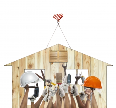 Home And Hand Rising Diy Tool Equipment Against Wood House Use F by khunaspixID-100236102